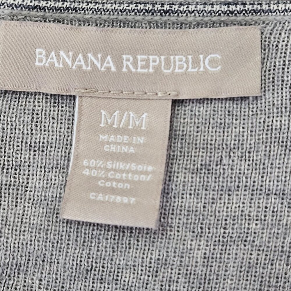 Banana Republic Gray Long Sleeve V-neck Knit Sweater Silk Cotton Size M - Picture 3 of 5